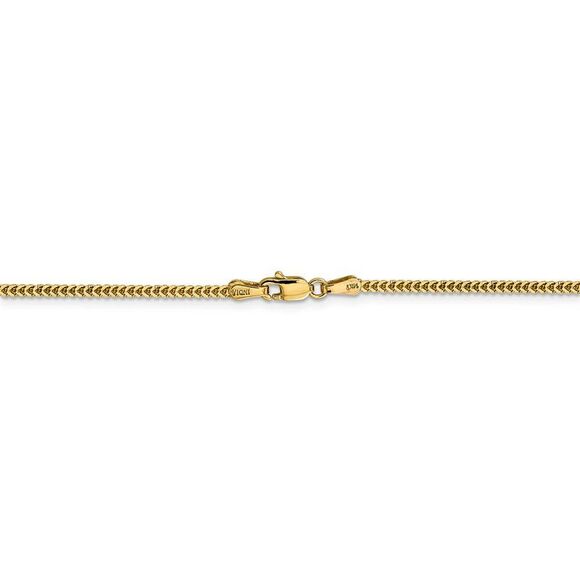 1.4mm 14k Yellow Gold Solid Franco Chain Necklace, 24 Inch
